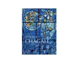 Livre "Les Vitraux de Chagall", illustré par un vitrail bleu éclatant, évoquant la beauté des églises ornées par Chagall.