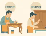 Un ébéniste restaure un meuble ancien, un menuisier fabrique une armoire. Le salaire d'un artisan dépend de son savoir-faire.