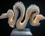 Une sculpture lumineuse en bois et cristal, parfaite pour devenir créateur de luminaire. L'art prend forme.