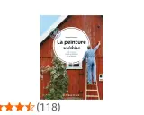 Couverture de livre "La peinture suédoise" montrant un homme peignant un mur en bois rouge.