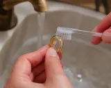 Maintenir l'éclat de vos bijoux en or : une brosse à dents et de l'eau suffisent pour nettoyer des bijoux en or ternis.