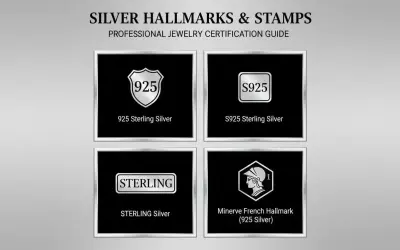 Guide des poinçons pour l'argent : 925, S925, STERLING et Minerve. Ces marques garantissent la qualité de l'argent.
