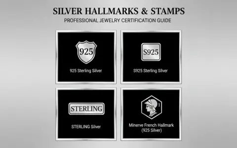 Guide des poinçons pour l'argent : 925, S925, STERLING et Minerve. Ces marques garantissent la qualité de l'argent.