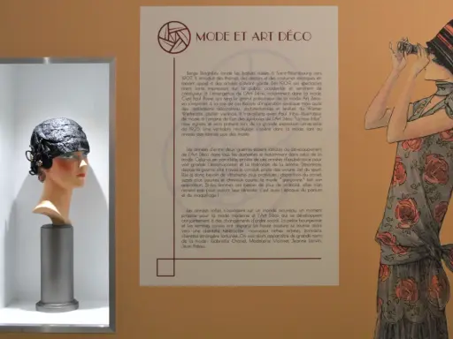 Mannequin portant un chapeau Art Déco, illustration de mode Art Nouveau.