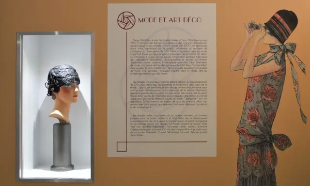 Mannequin portant un chapeau Art Déco, illustration de mode Art Nouveau.